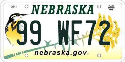 NE license plate 99WF72