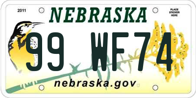 NE license plate 99WF74