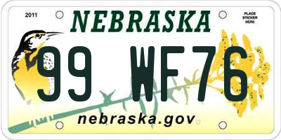 NE license plate 99WF76