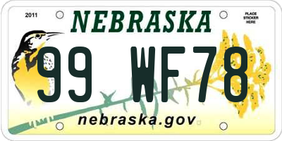 NE license plate 99WF78