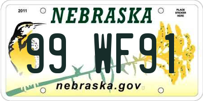 NE license plate 99WF91