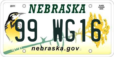 NE license plate 99WG16