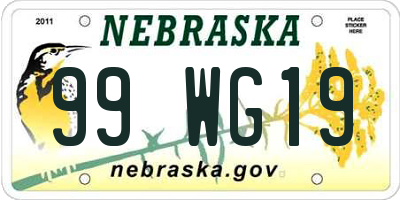 NE license plate 99WG19