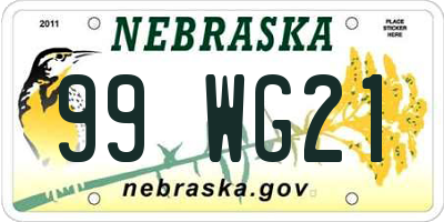 NE license plate 99WG21