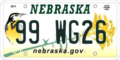 NE license plate 99WG26