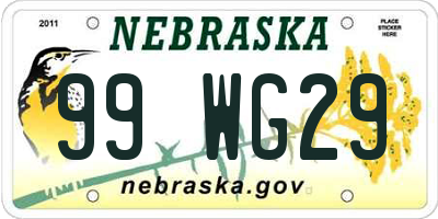 NE license plate 99WG29