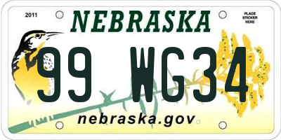 NE license plate 99WG34