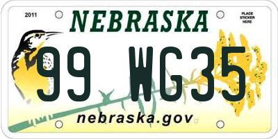 NE license plate 99WG35