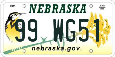 NE license plate 99WG51