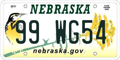 NE license plate 99WG54