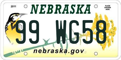 NE license plate 99WG58