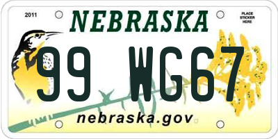 NE license plate 99WG67