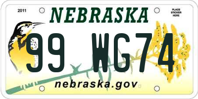 NE license plate 99WG74