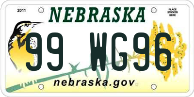 NE license plate 99WG96