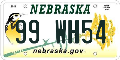 NE license plate 99WH54