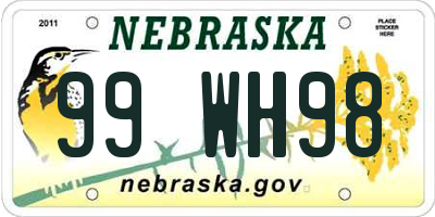 NE license plate 99WH98