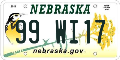 NE license plate 99WI17