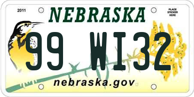 NE license plate 99WI32