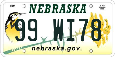 NE license plate 99WI78