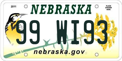 NE license plate 99WI93