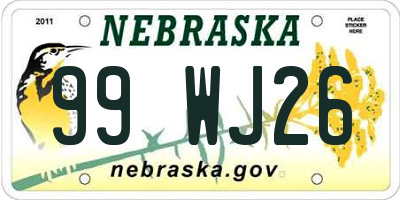 NE license plate 99WJ26