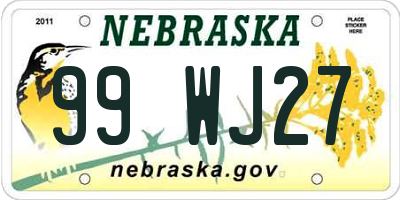 NE license plate 99WJ27