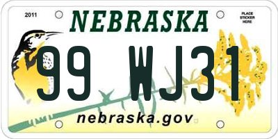 NE license plate 99WJ31