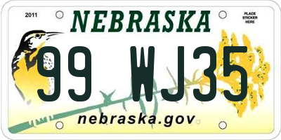 NE license plate 99WJ35