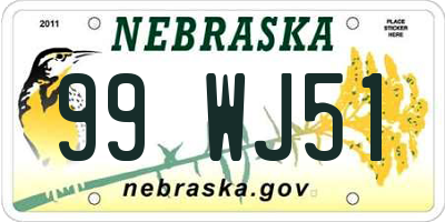 NE license plate 99WJ51