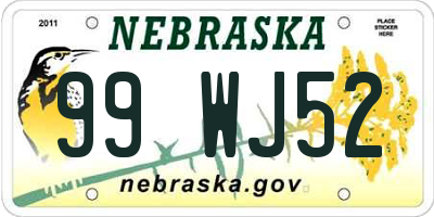 NE license plate 99WJ52