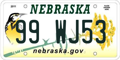 NE license plate 99WJ53