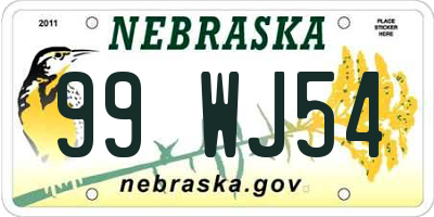 NE license plate 99WJ54