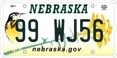 NE license plate 99WJ56