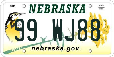 NE license plate 99WJ88