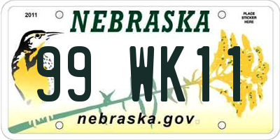 NE license plate 99WK11