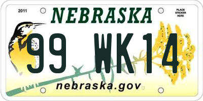 NE license plate 99WK14