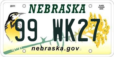 NE license plate 99WK27