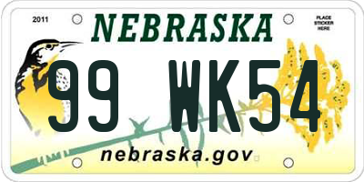 NE license plate 99WK54