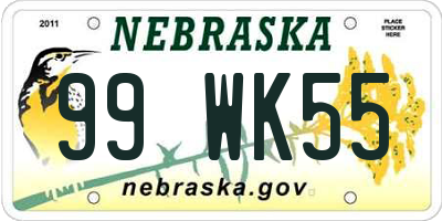 NE license plate 99WK55