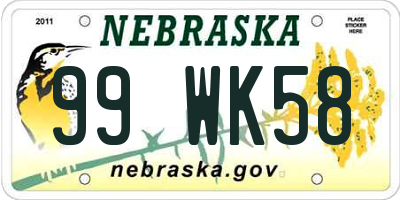 NE license plate 99WK58