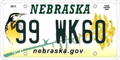 NE license plate 99WK60