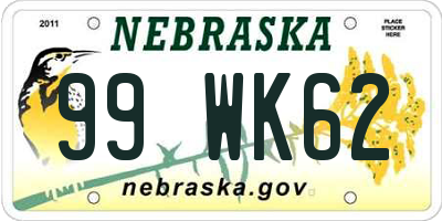 NE license plate 99WK62