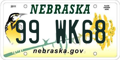 NE license plate 99WK68