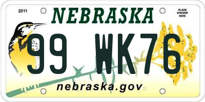 NE license plate 99WK76