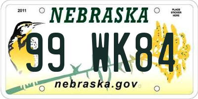 NE license plate 99WK84