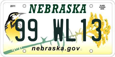 NE license plate 99WL13