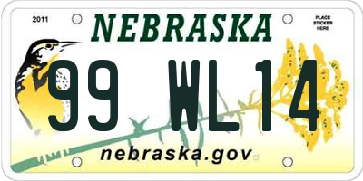 NE license plate 99WL14