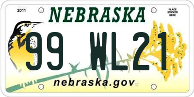 NE license plate 99WL21