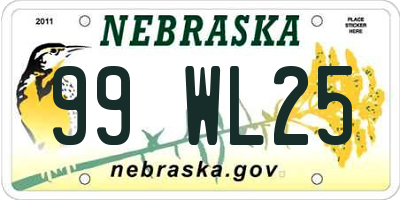 NE license plate 99WL25