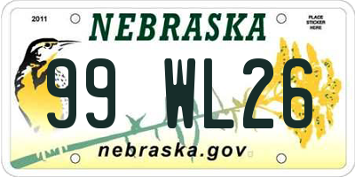 NE license plate 99WL26